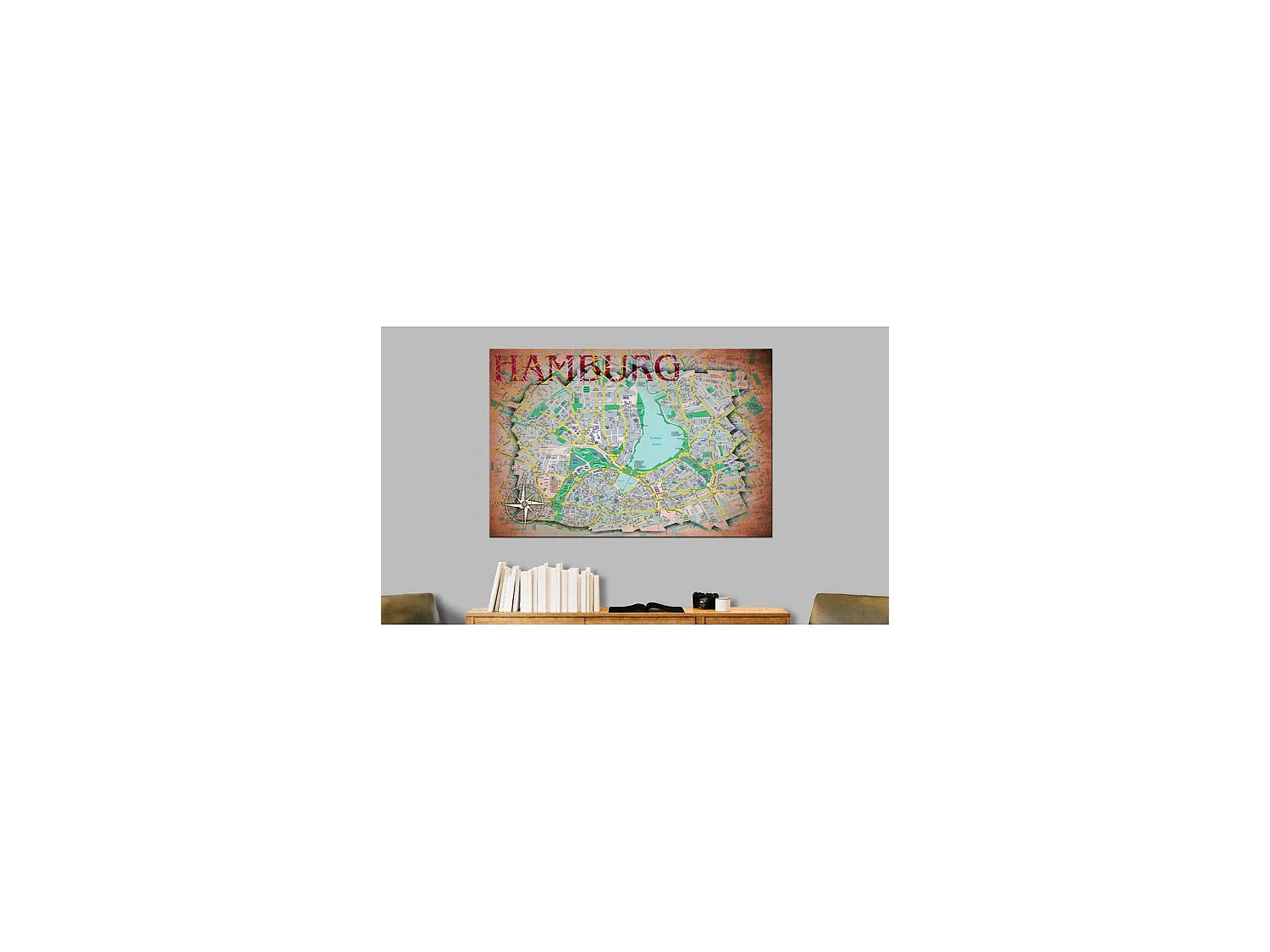Tableau Cartes du monde Map of Hamburg 120x80 cm