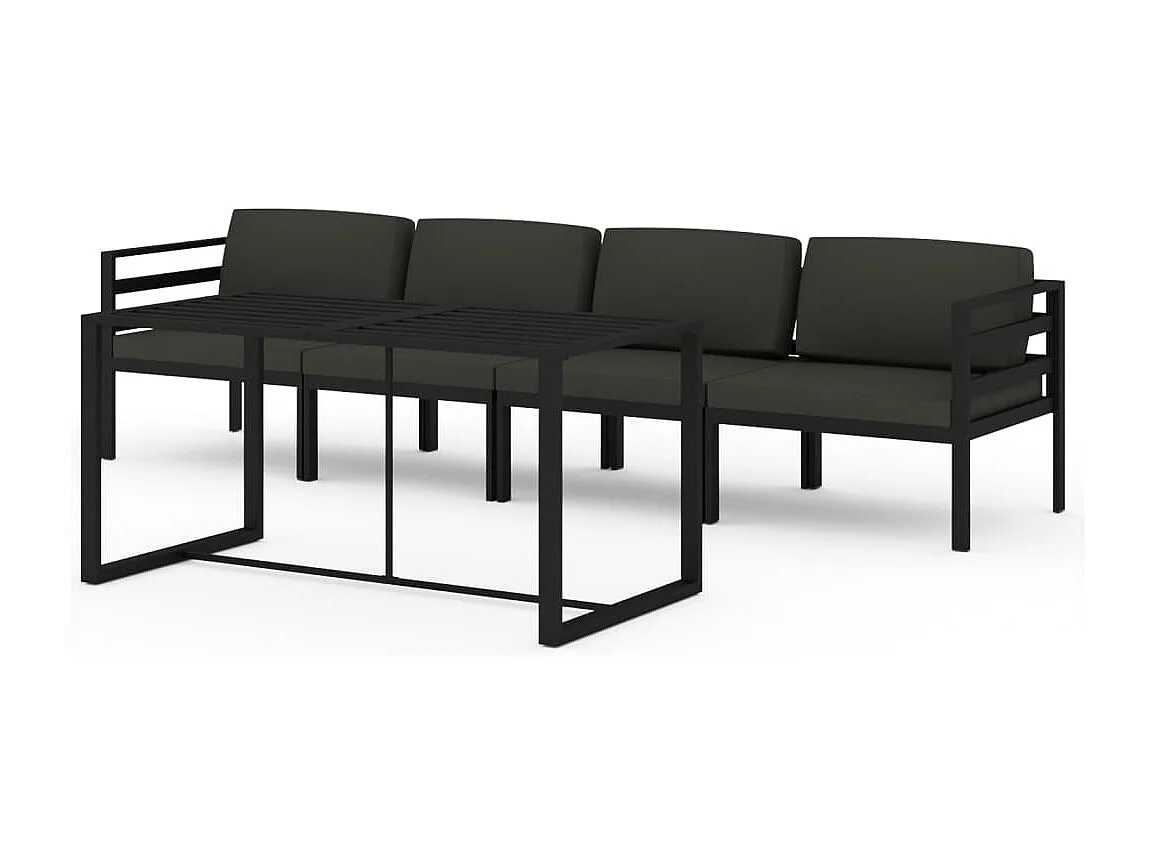 Salon de jardin 5 pcs avec coussins Aluminium Anthracite