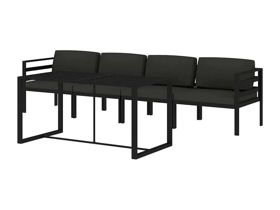 Salon de jardin 5 pcs avec coussins Aluminium Anthracite