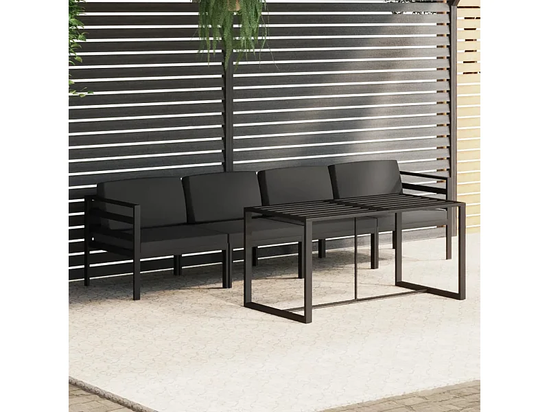 Salon de jardin 5 pcs avec coussins Aluminium Anthracite
