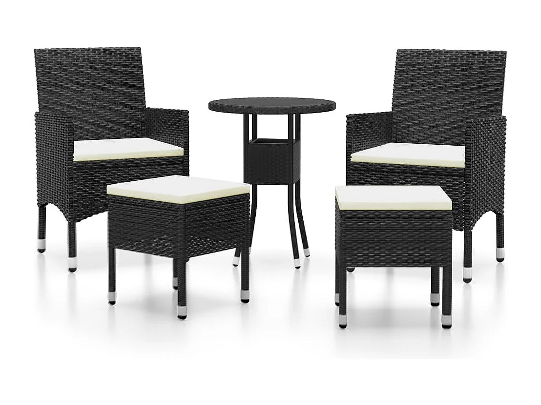 Salon de jardin 5 pcs Résine tressée Noir