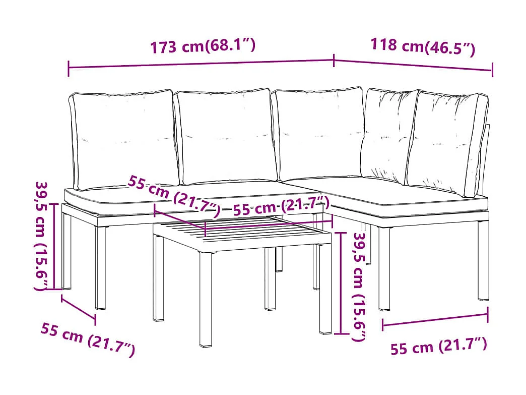 Gartenbank-Set 3-tlg. Schwarz Pulverbeschichteter Stahl