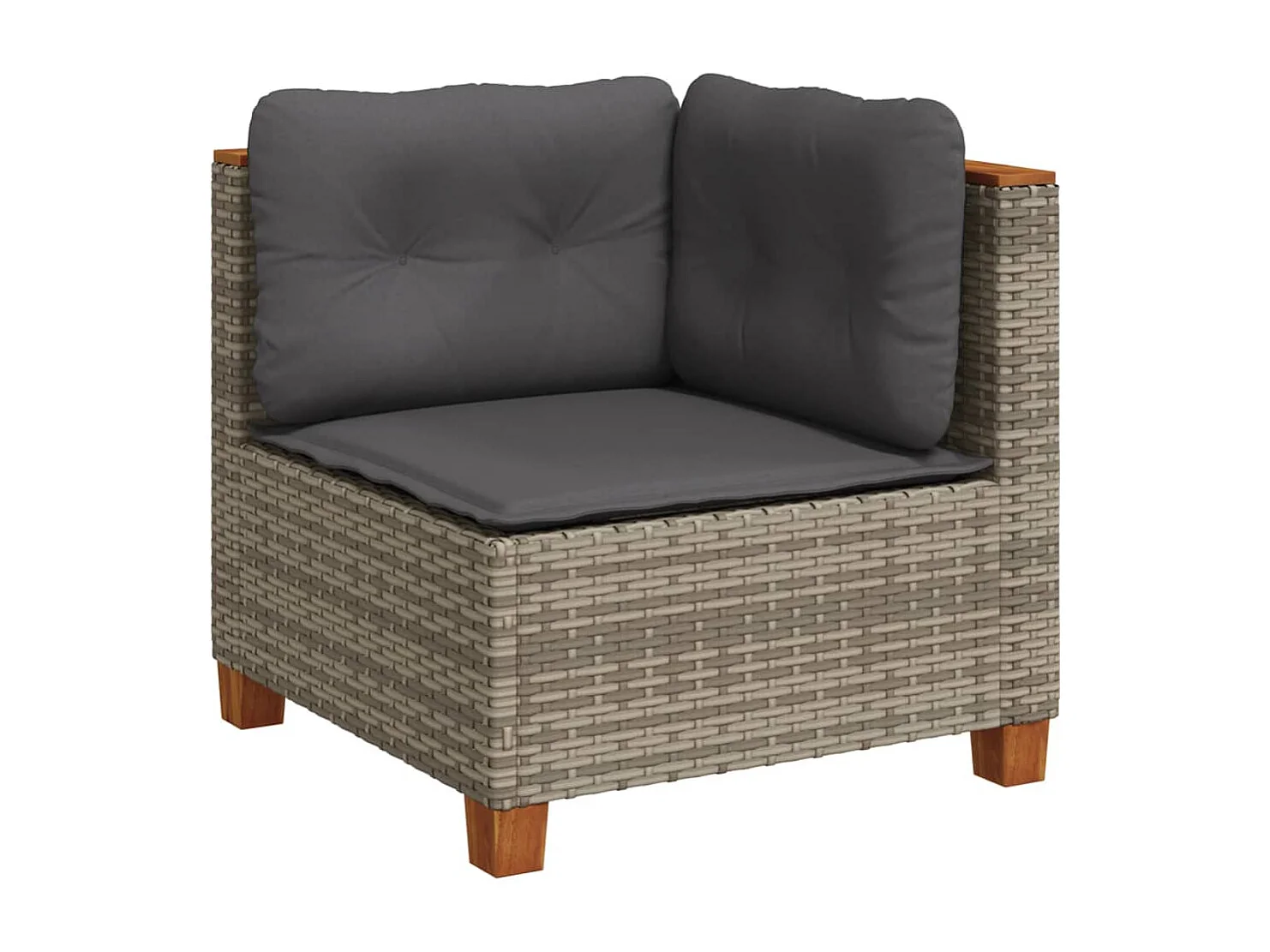 5-tlg. Garten-Sofagarnitur mit Kissen Grau Poly Rattan