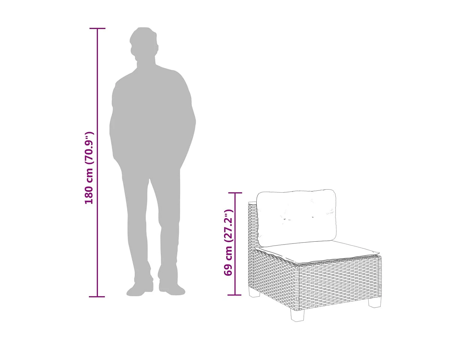 5-tlg. Garten-Sofagarnitur mit Kissen Grau Poly Rattan
