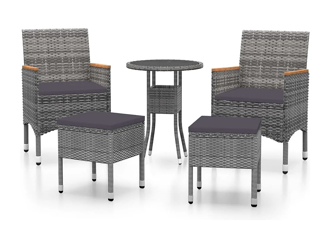 Set Divani da Giardino 5 pz in Polyrattan Grigio