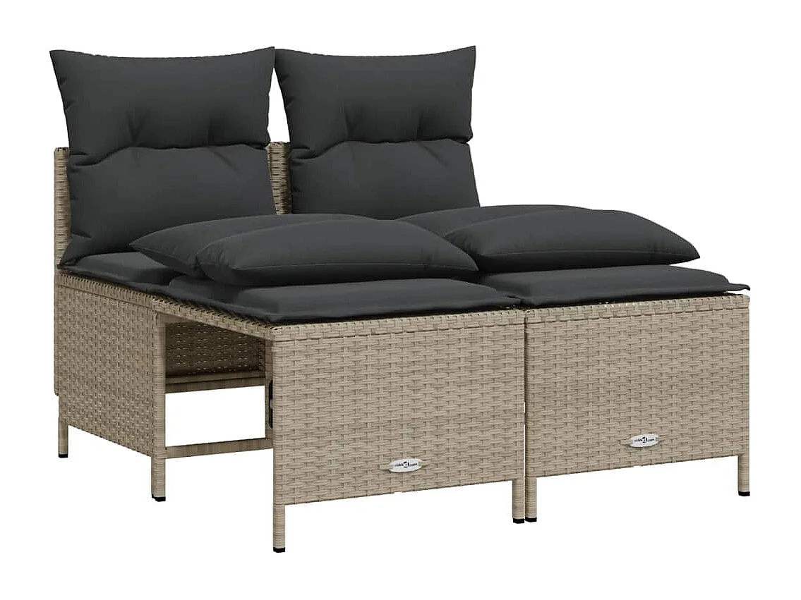 Salon de jardin 5 pcs avec coussins gris clair résine tressée