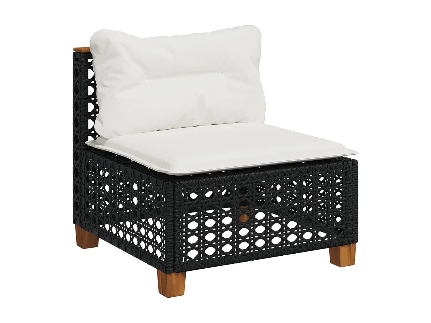 4-tlg. Garten-Sofagarnitur mit Kissen Schwarz Poly Rattan