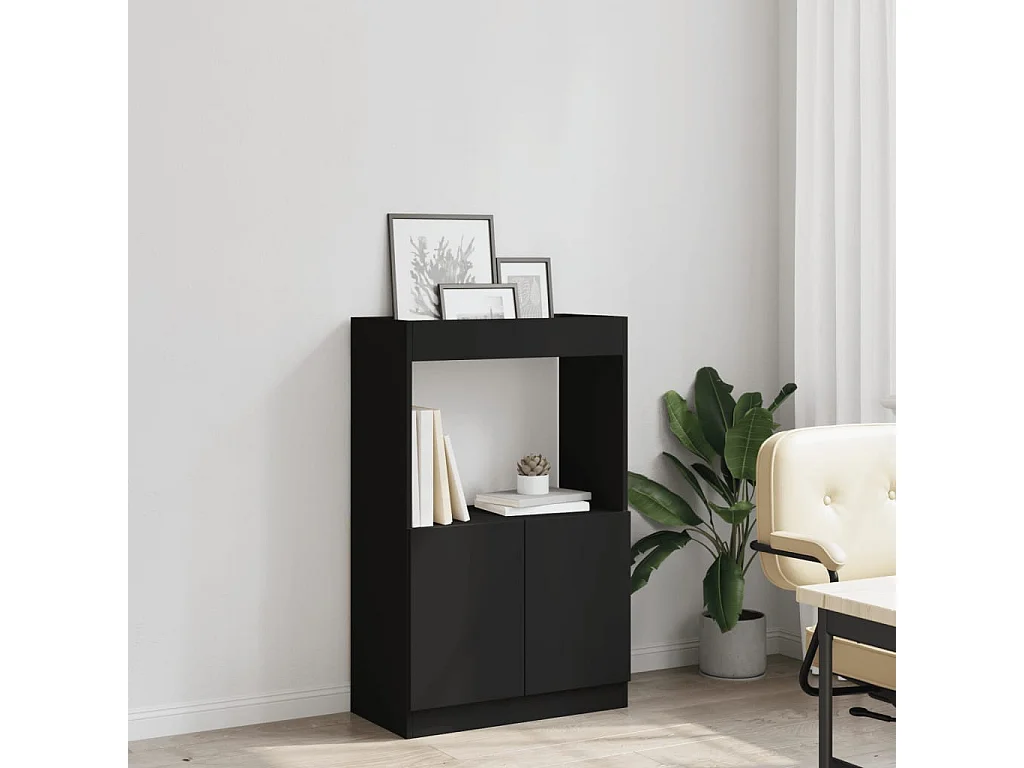 Buffet haut noir 63x33x100 cm bois d'ingénierie