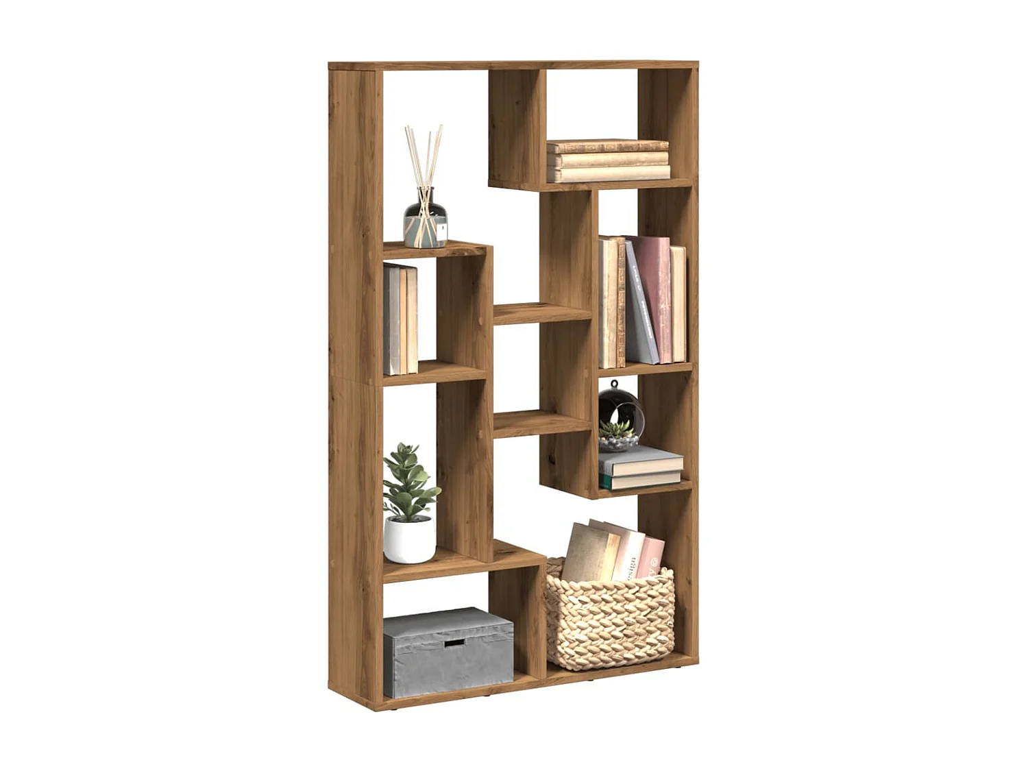 Bibliothèque chêne artisanal 72x20x120 cm bois d'ingénierie