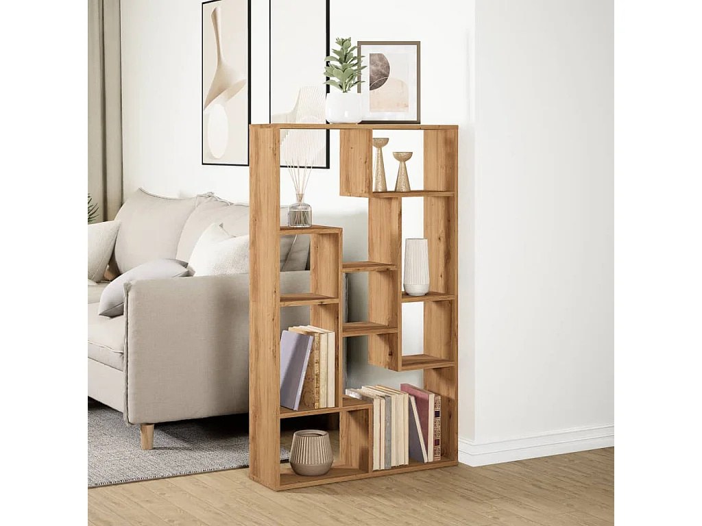 Bibliothèque chêne artisanal 72x20x120 cm bois d'ingénierie