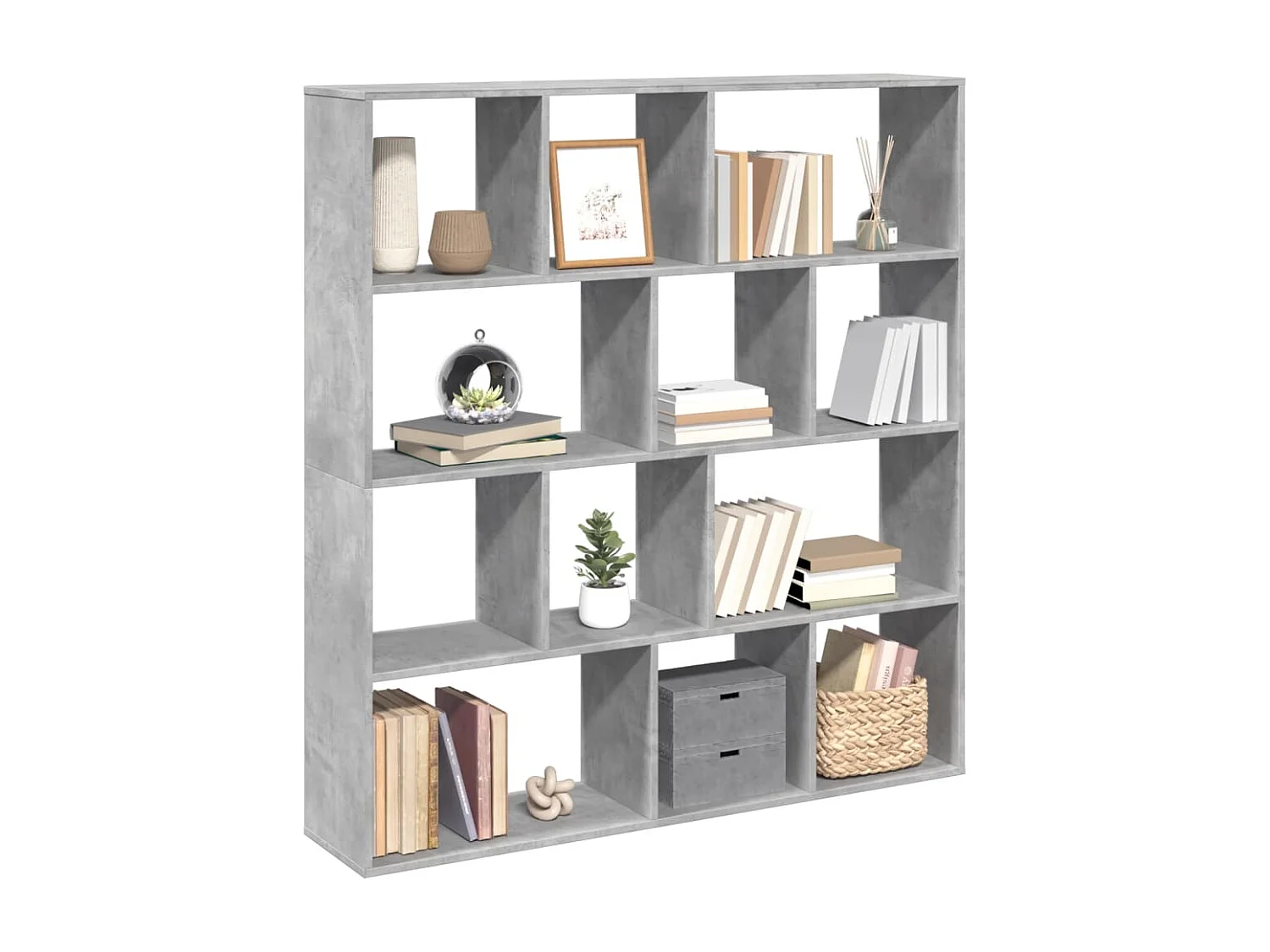 Estantería madera de ingeniería gris hormigón 132x29x141,5 cm