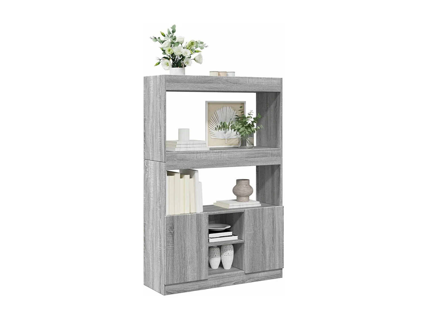 Estantería madera de ingeniería gris hormigón 132x29x141,5 cm