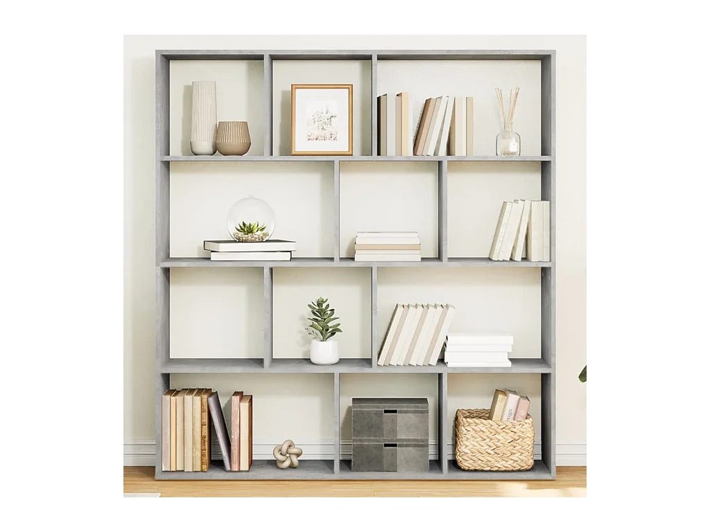 Bibliothèque gris béton 132x29x141,5 cm bois d'ingénierie