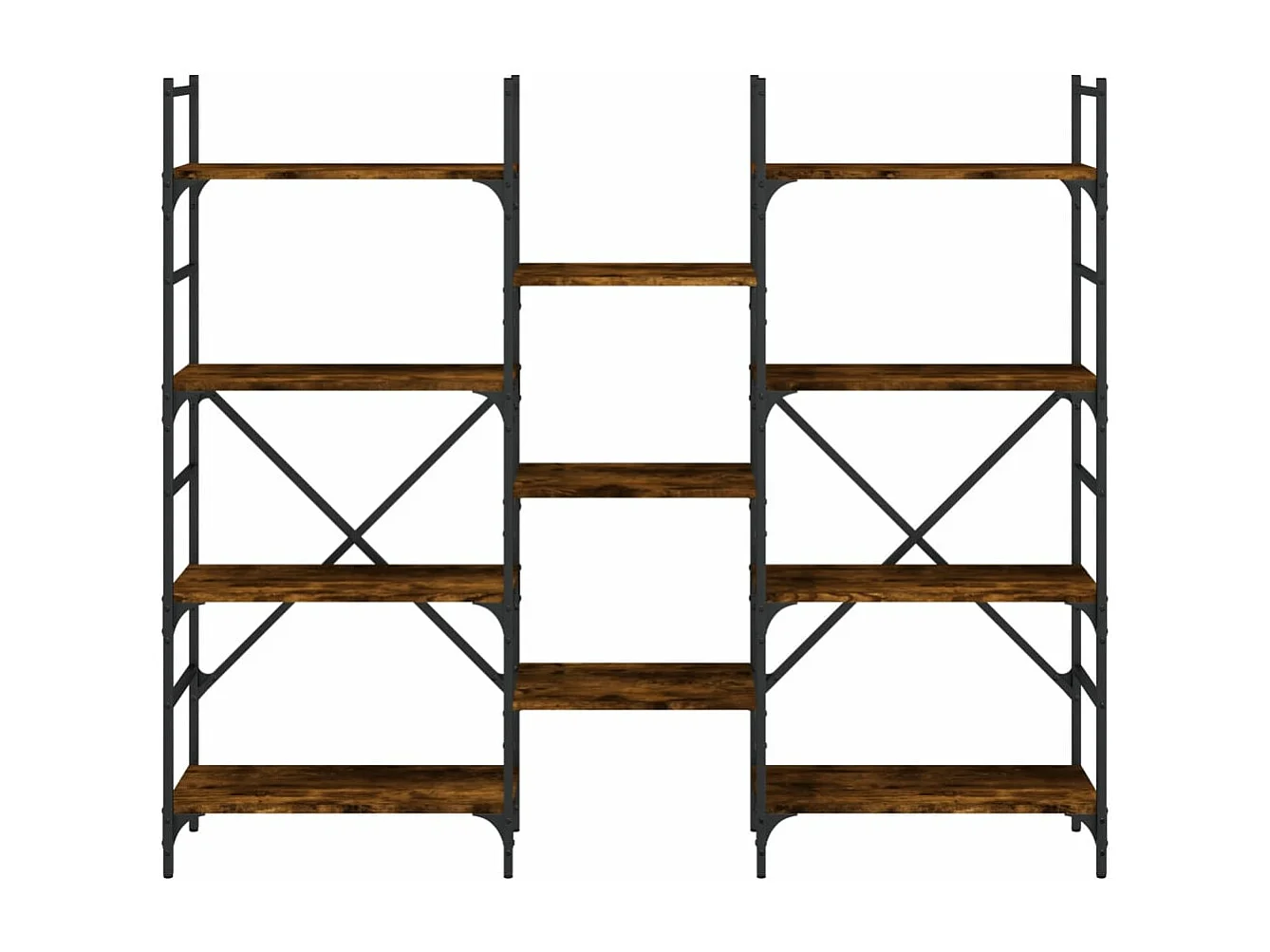 Bibliothèque chêne fumé 160x28,5x136,5 cm bois d'ingénierie