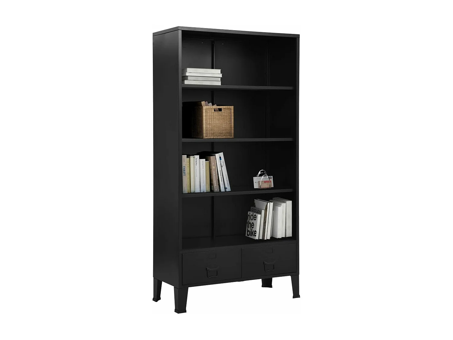 Bücherregal Industrie-Stil Schwarz 90x40x180 cm Stahl
