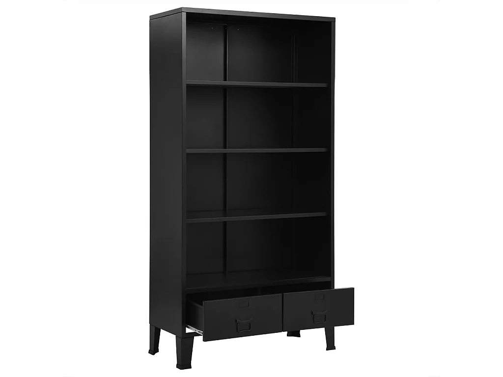 Bücherregal Industrie-Stil Schwarz 90x40x180 cm Stahl