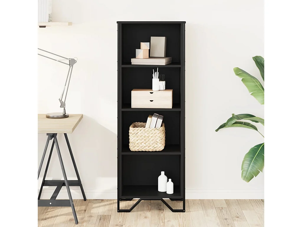 Bibliothèque noir 50x31x137,5 cm bois d'ingénierie