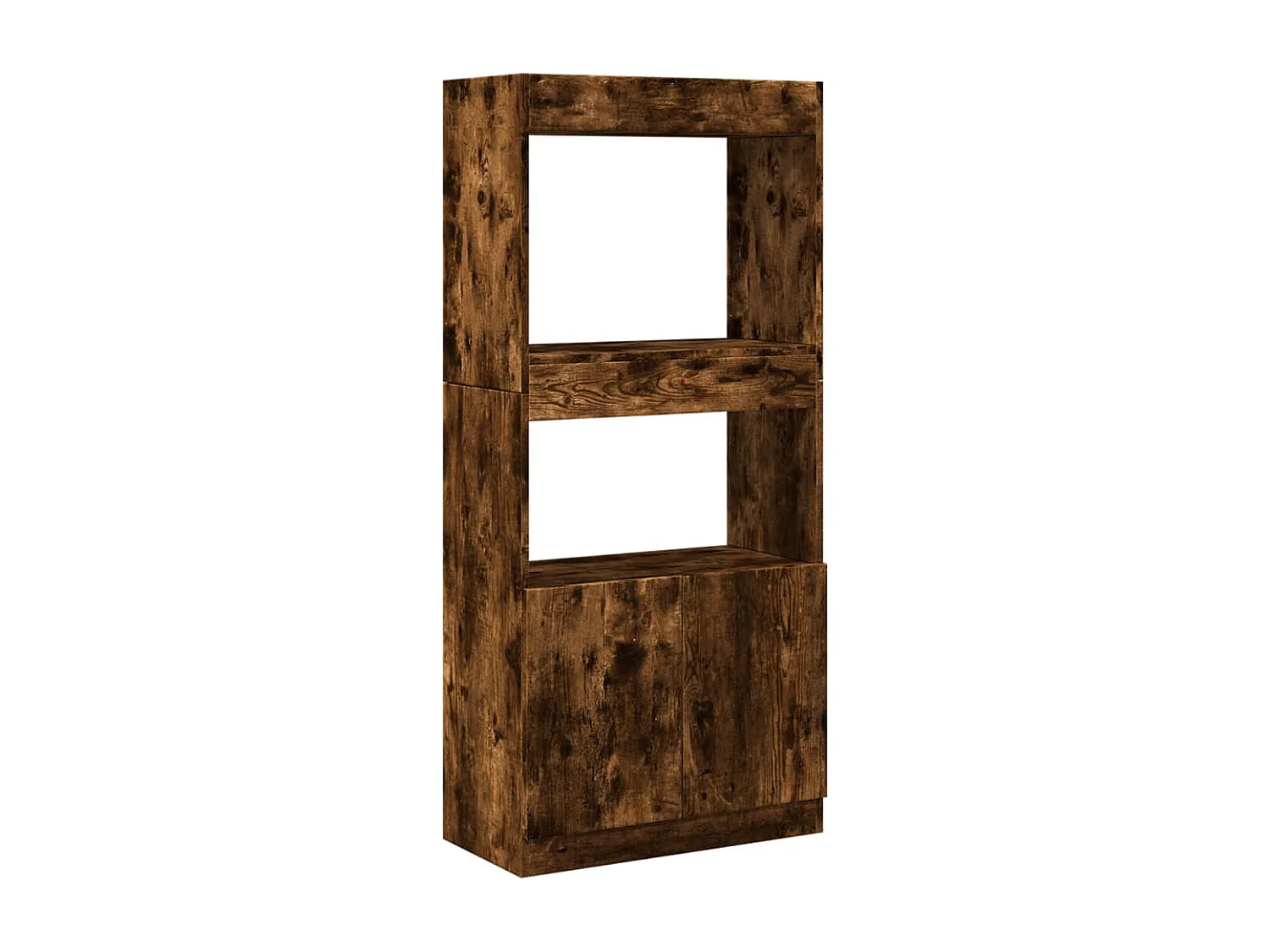 Buffet haut chêne fumé 63x33x140 cm bois d'ingénierie