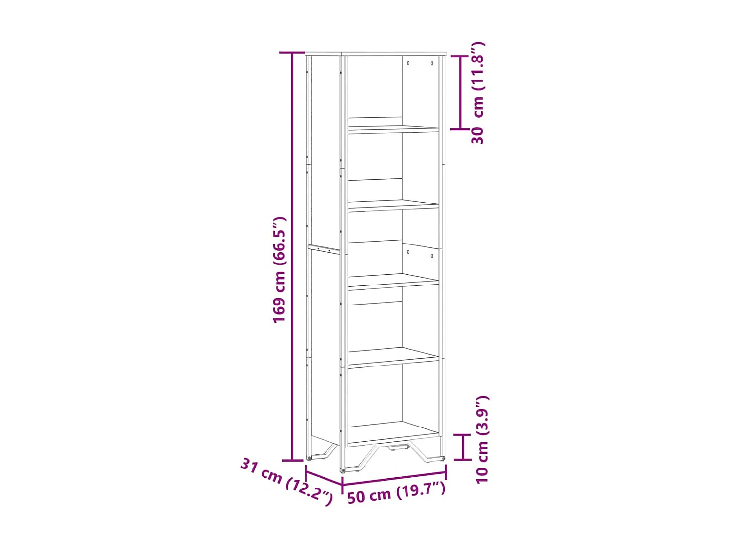Estantería madera de ingeniería gris Sonoma 80x31x74,5 cm