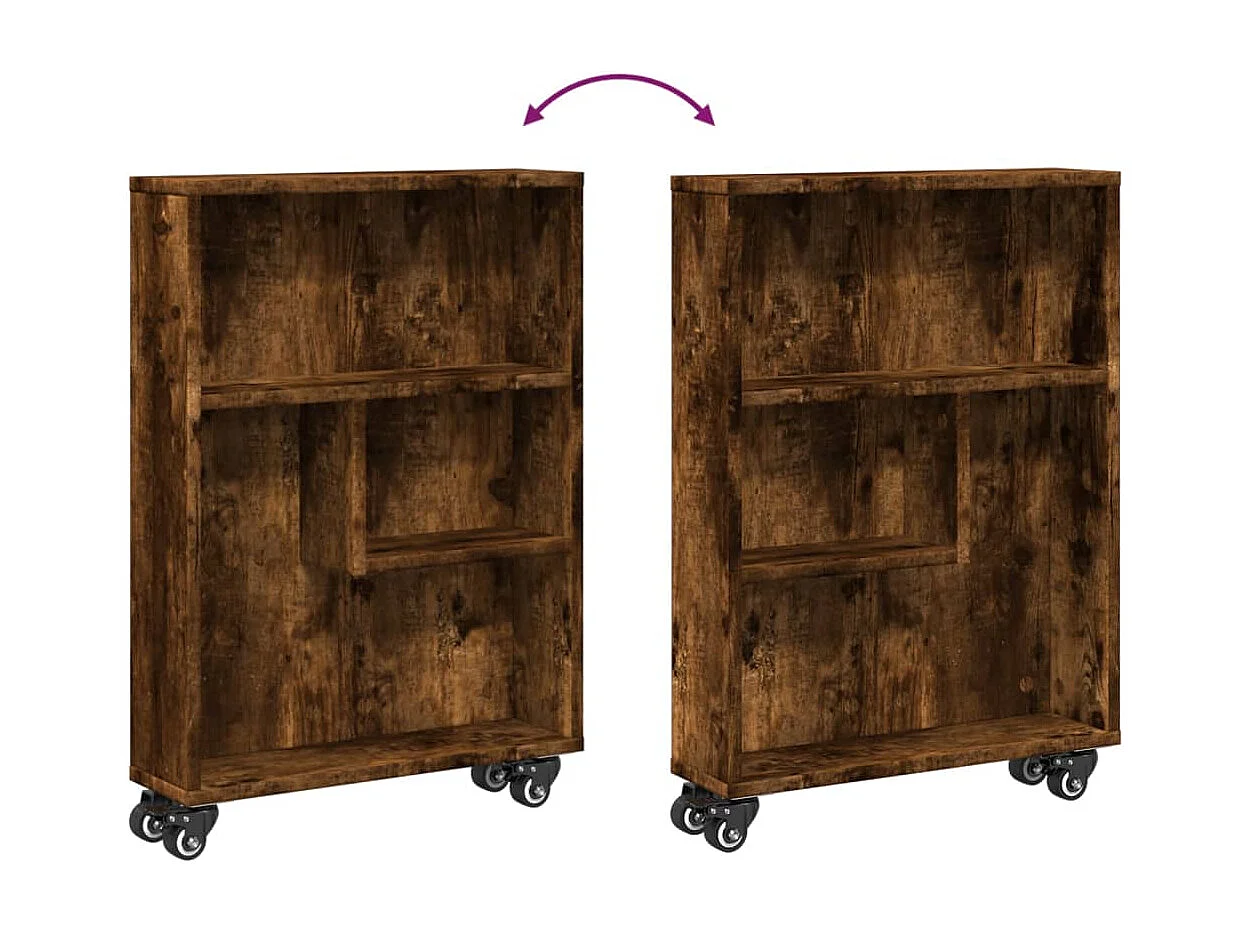 Chariot de rangement étroit chêne sonoma bois d'ingénierie