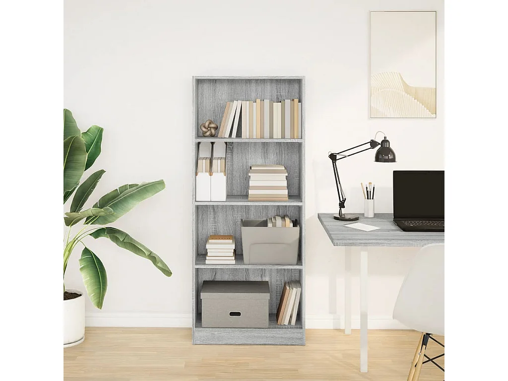 Bibliothèque sonoma gris 60x24x143 cm bois d'ingénierie