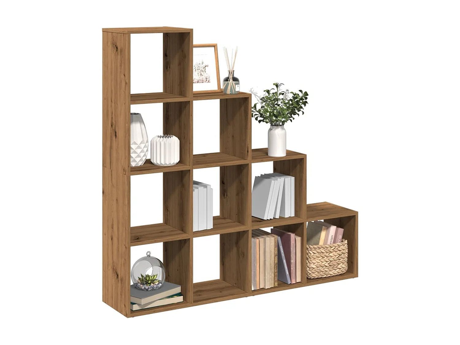Libreria a 4 Ripiani Rovere 131,5x29x131,5 cm in Truciolato
