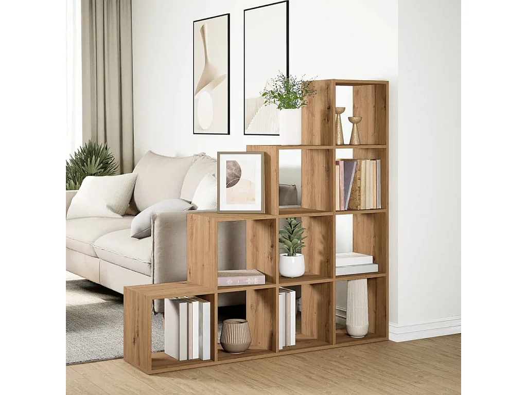 Libreria a 4 Ripiani Rovere 131,5x29x131,5 cm in Truciolato