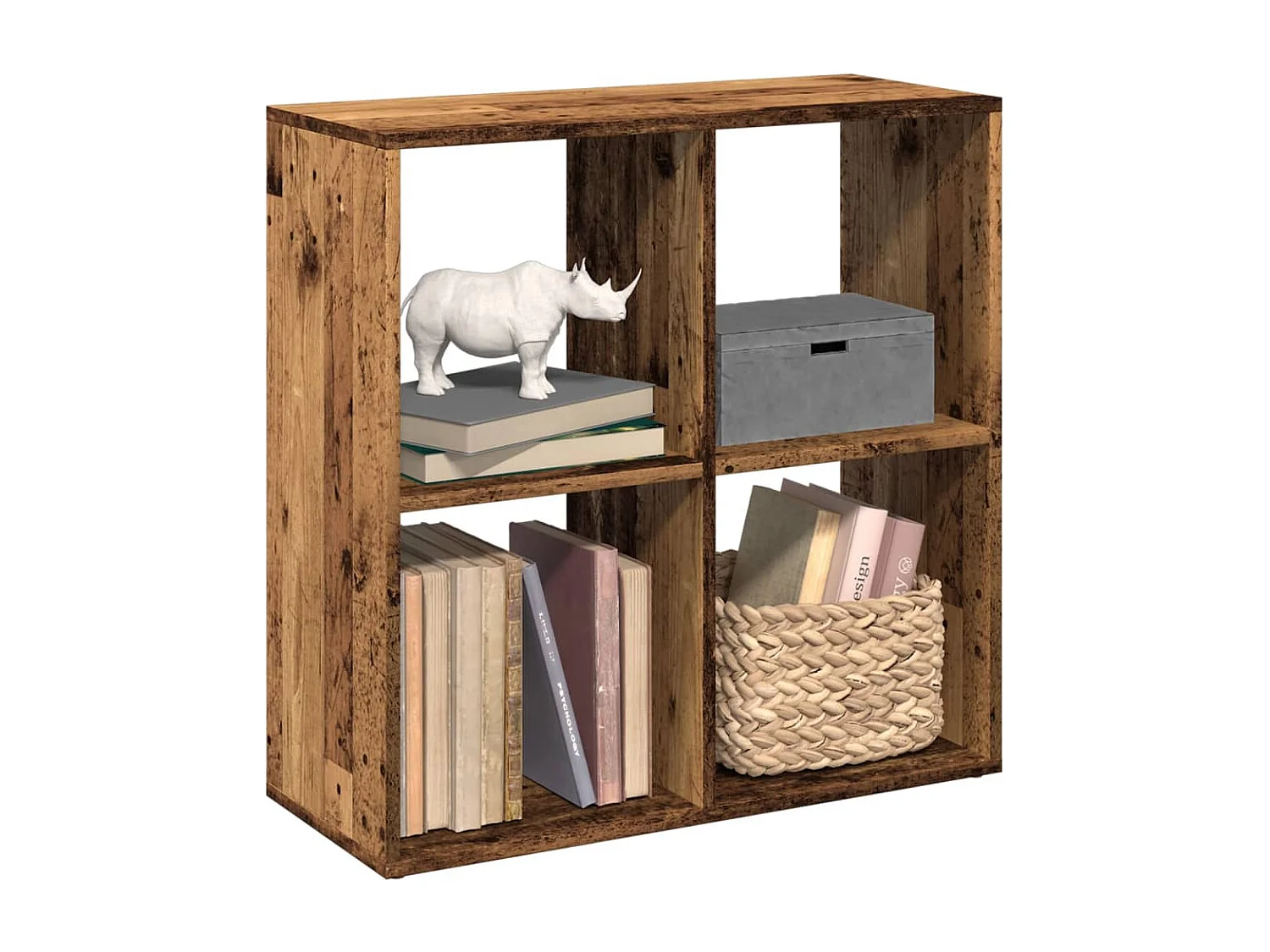 Étagère séparatrice de pièce vieux bois 69,5x29x69,5 cm