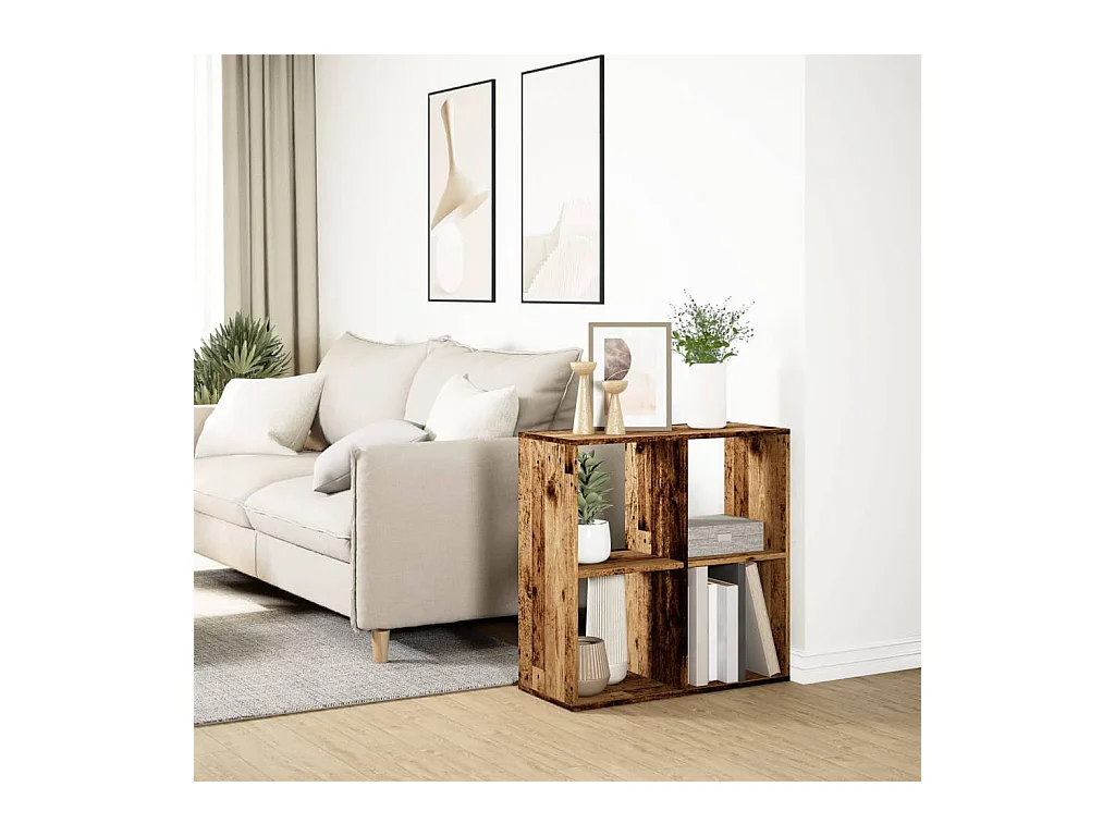 Étagère séparatrice de pièce vieux bois 69,5x29x69,5 cm