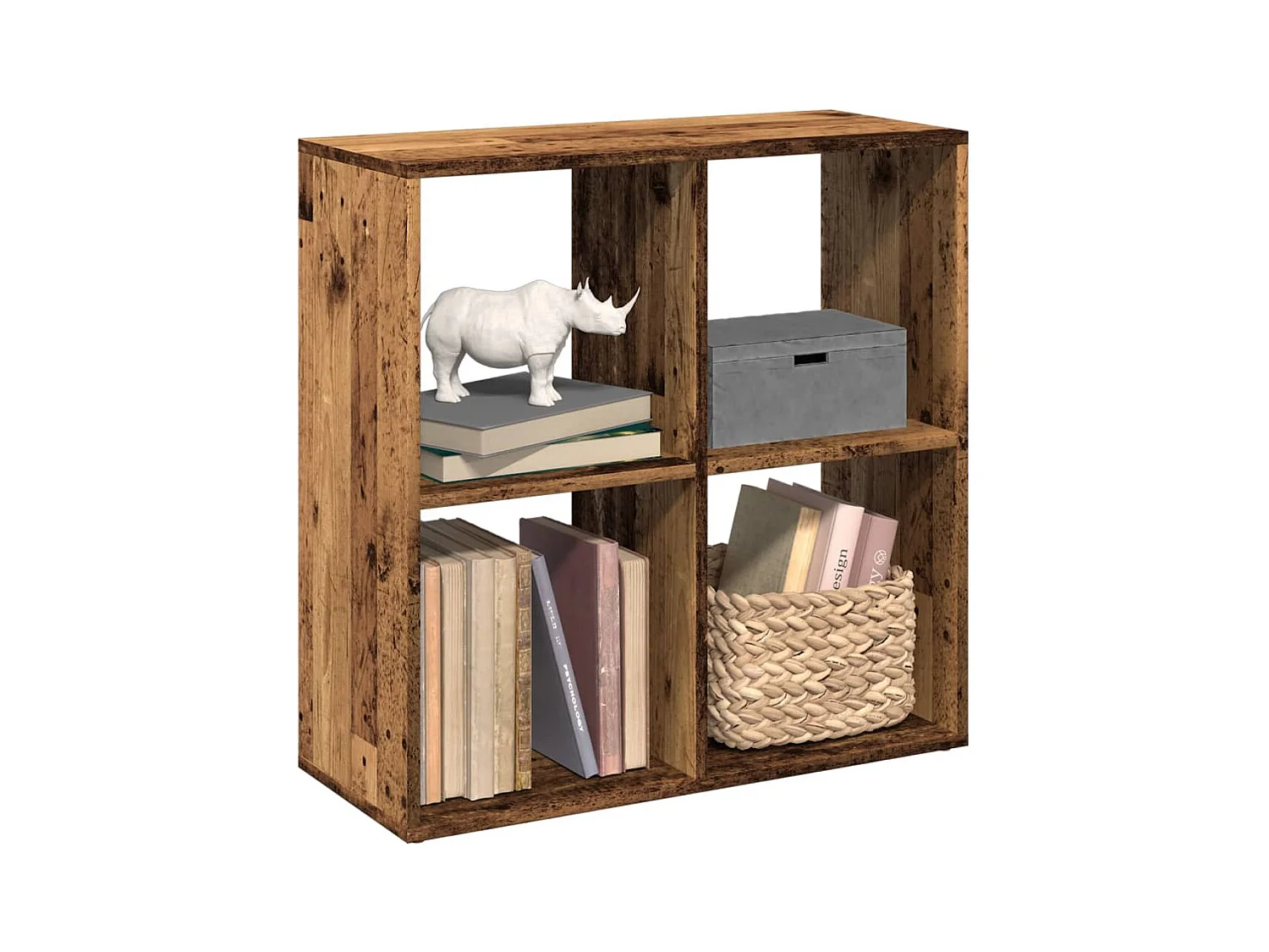 Étagère séparatrice de pièce vieux bois 69,5x29x69,5 cm