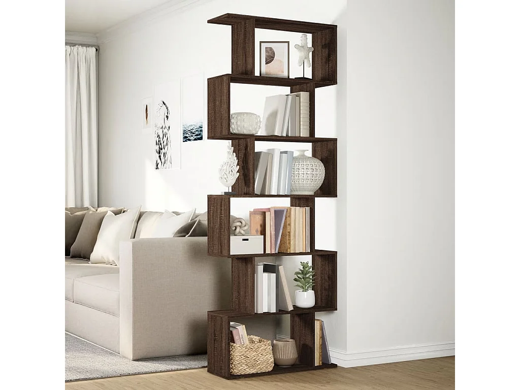 Libreria 6 Ripiani Rovere Marrone 70x24x193 cm in Truciolato