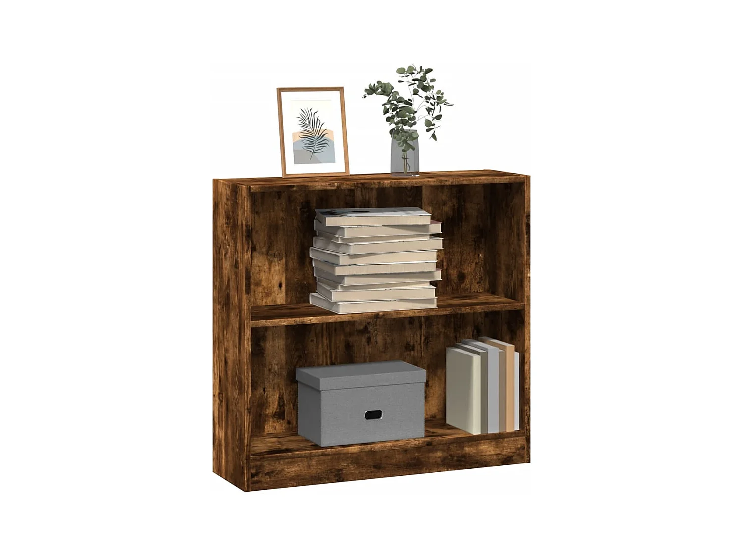 Bibliothèque chêne fumé 80x24x76 cm bois d'ingénierie