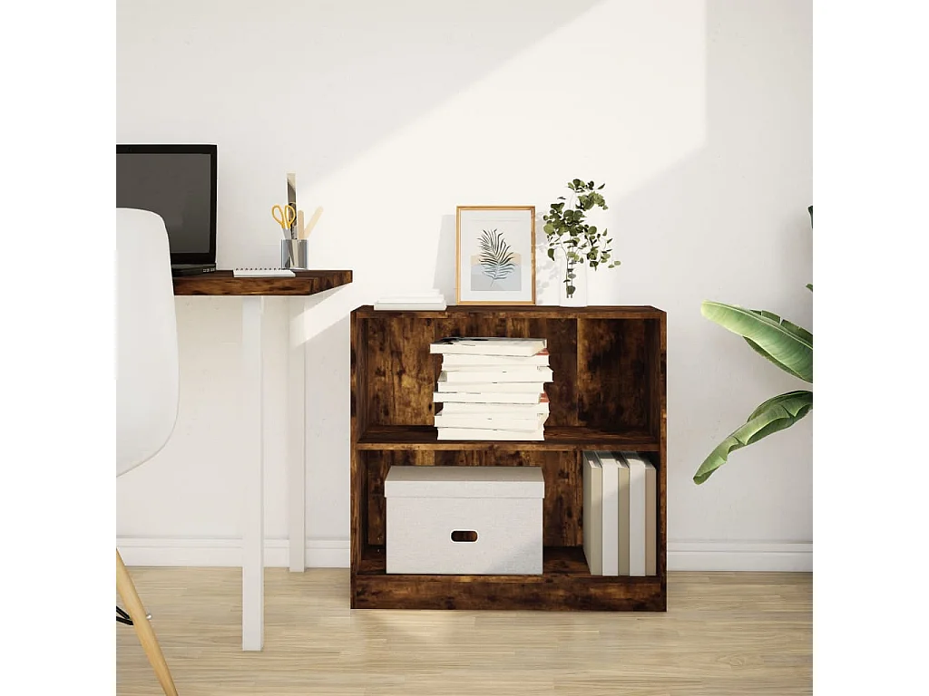 Bibliothèque chêne fumé 80x24x76 cm bois d'ingénierie