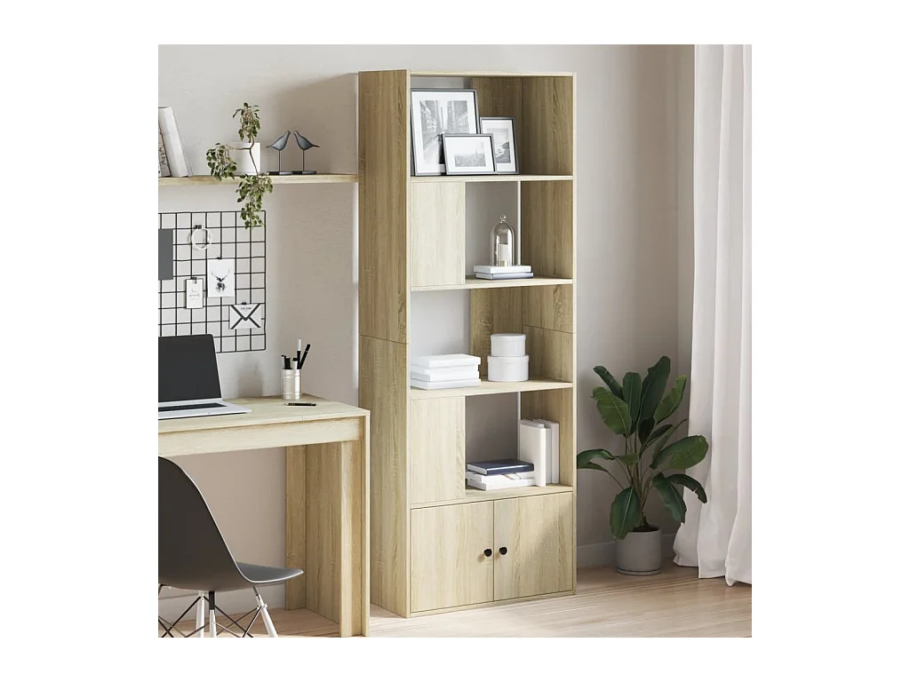 Boekenkast 70x36x189 cm bewerkt hout sonoma eikenkleurig