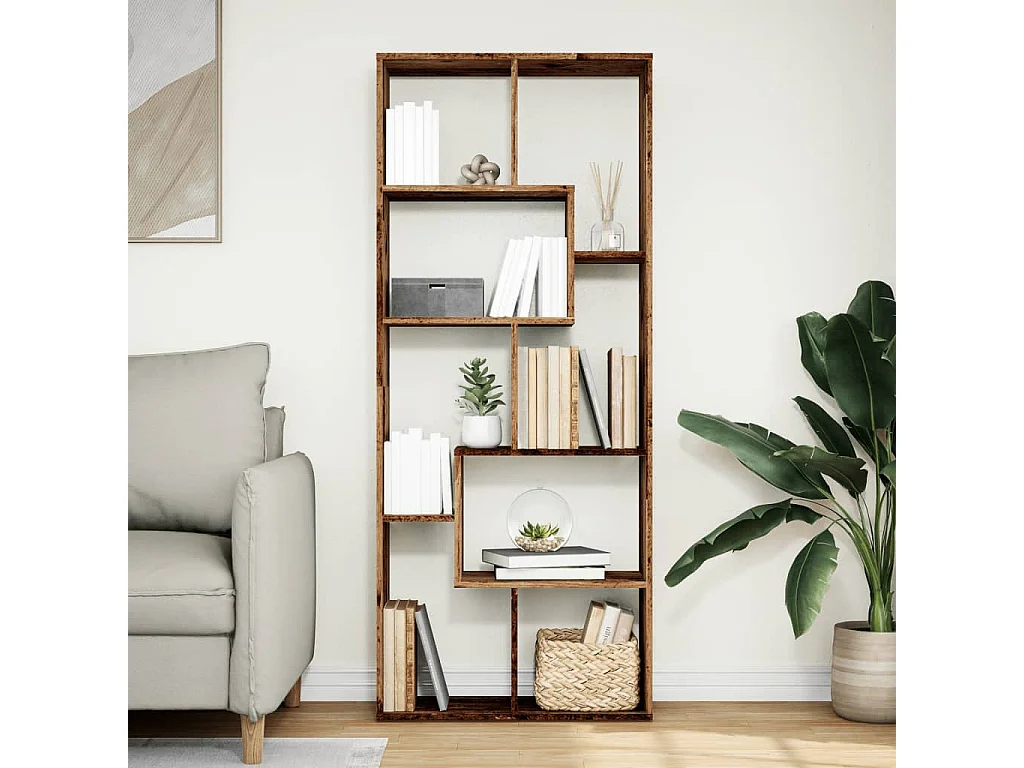 Librería divisora madera ingeniería envejecida 67x25x161,5 cm