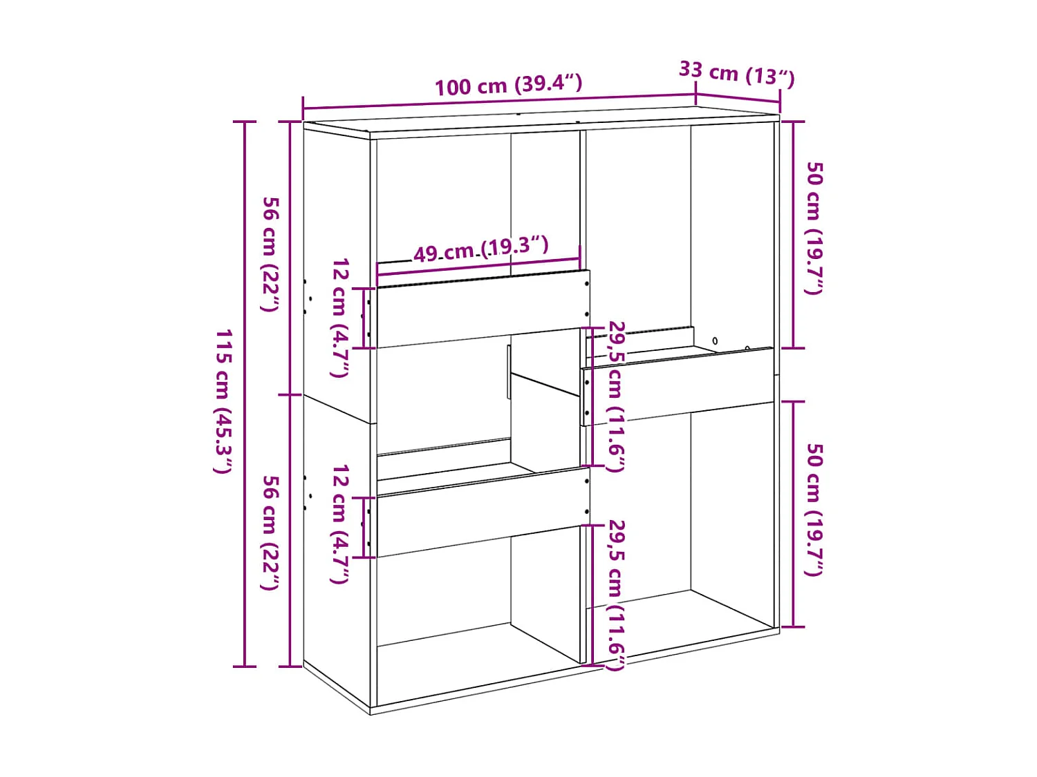 Libreria Rovere Fumo 100x33x135 cm in Legno Multistrato