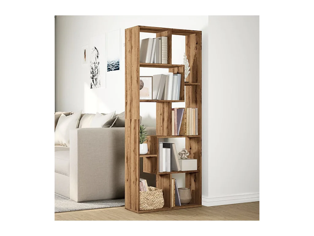 Étagère séparatrice de pièce chêne artisanal 67x25x161,5 cm