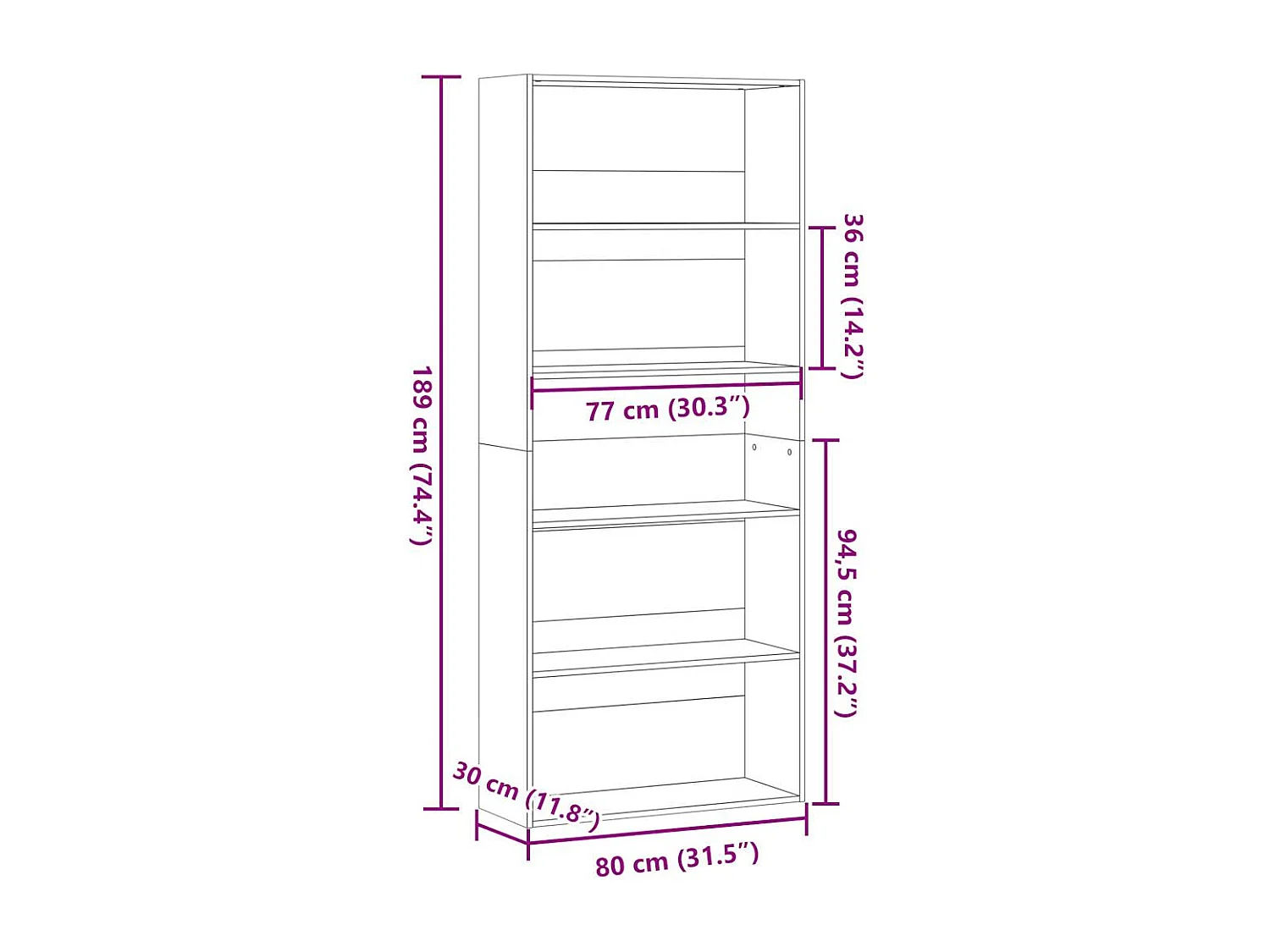 Bücherregal Altholz-Optik 40x30x77 cm Holzwerkstoff