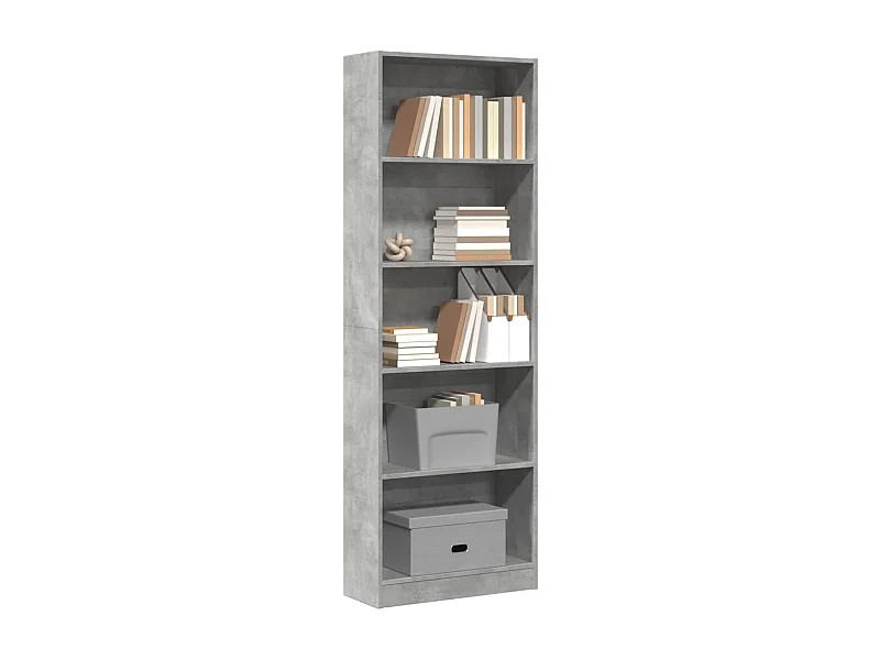 Libreria Grigio Cemento 60x24x176 cm in Legno Multistrato