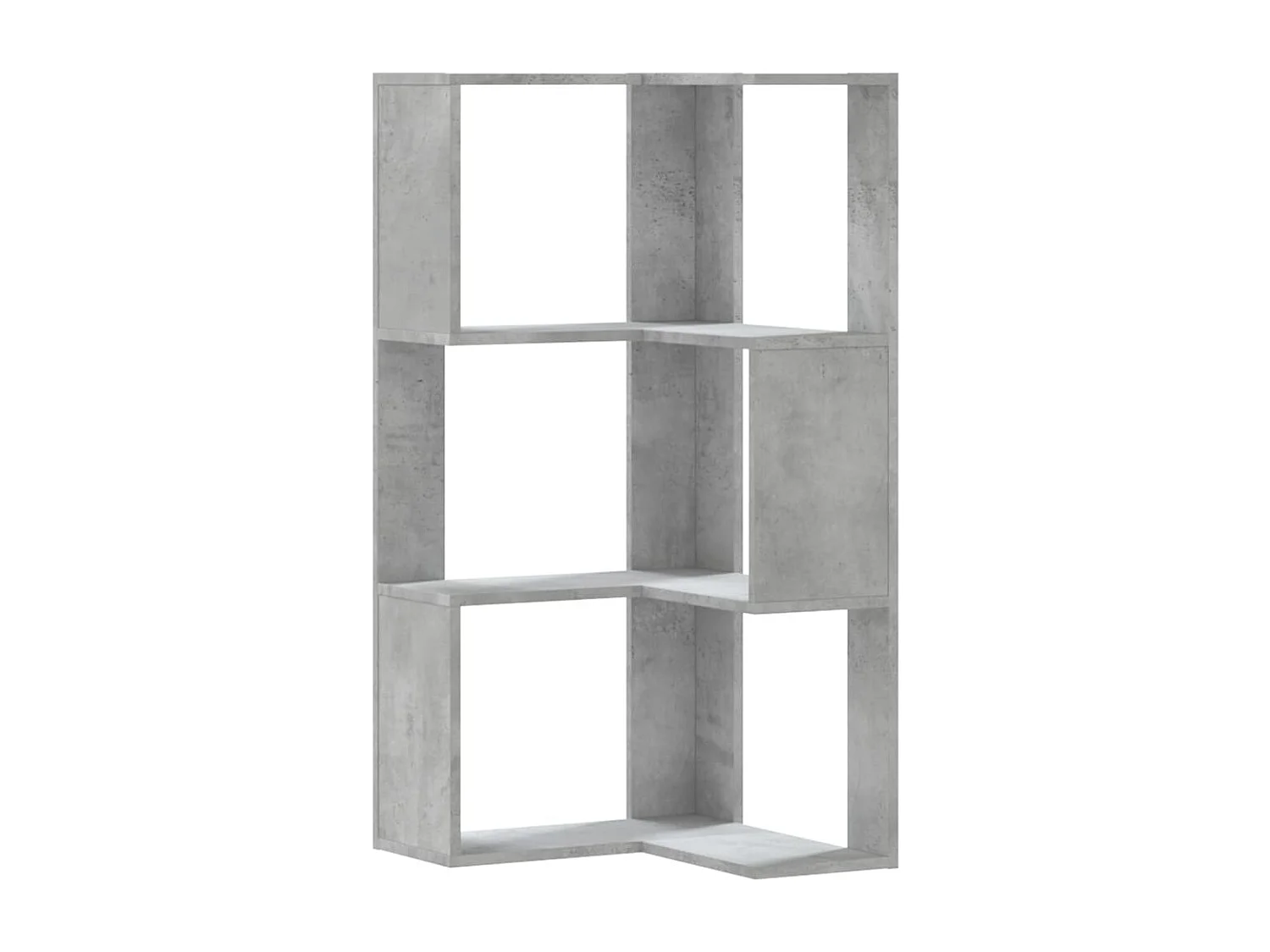 Bibliothèque d'angle à 3 niveaux gris béton bois d'ingénierie