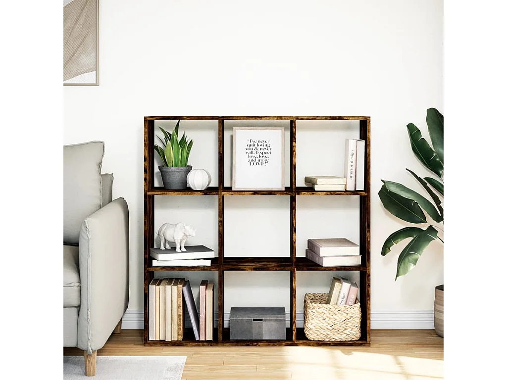 Estante divisória derivados de madeira carvalho fumado