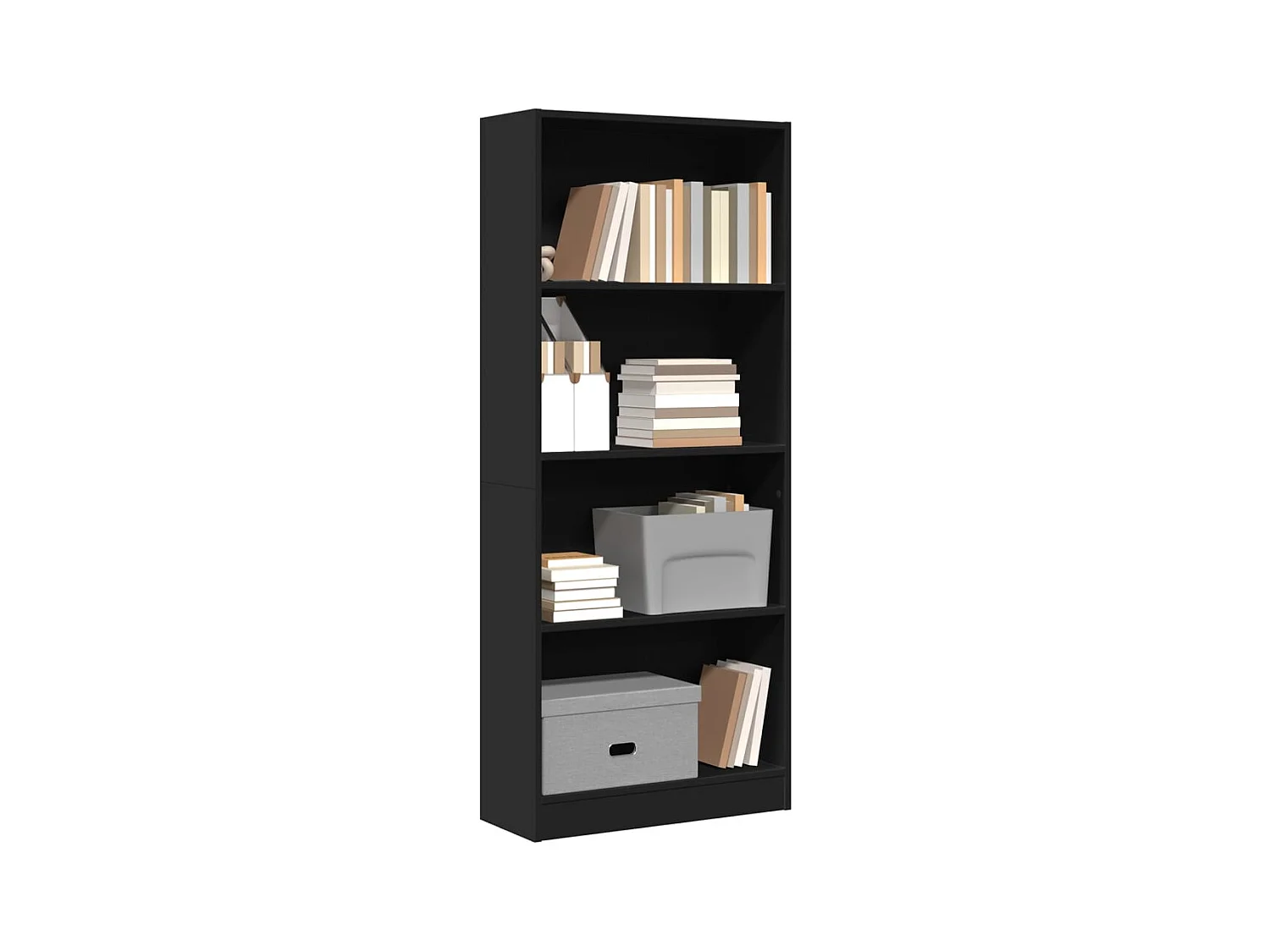 Libreria Nera 60x24x143 cm in Legno Multistrato