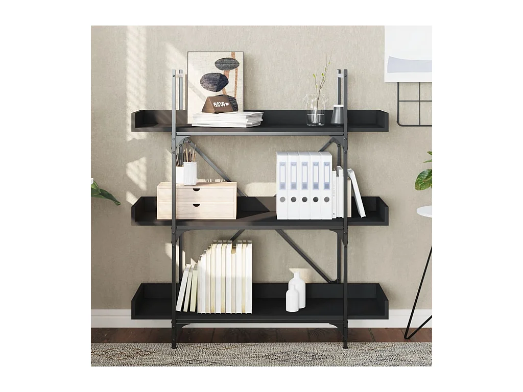 Boekenkast 3-laags 100x33x108,5 cm bewerkt hout zwart