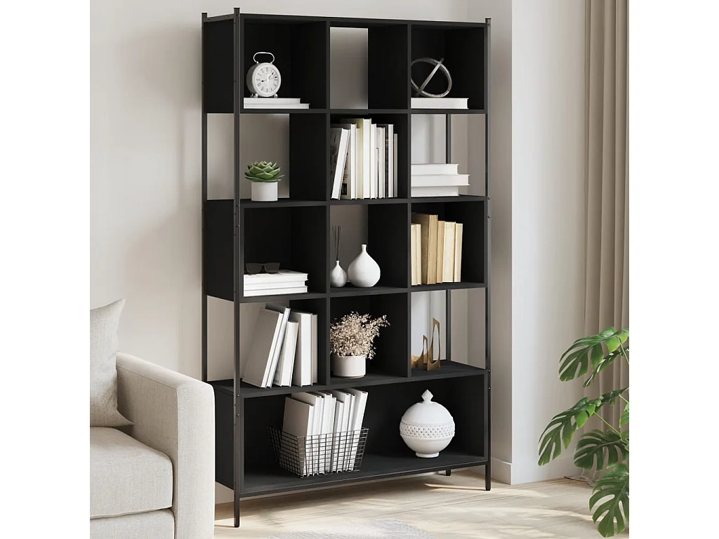 Bibliothèque noir 102x28x172 cm bois d'ingénierie