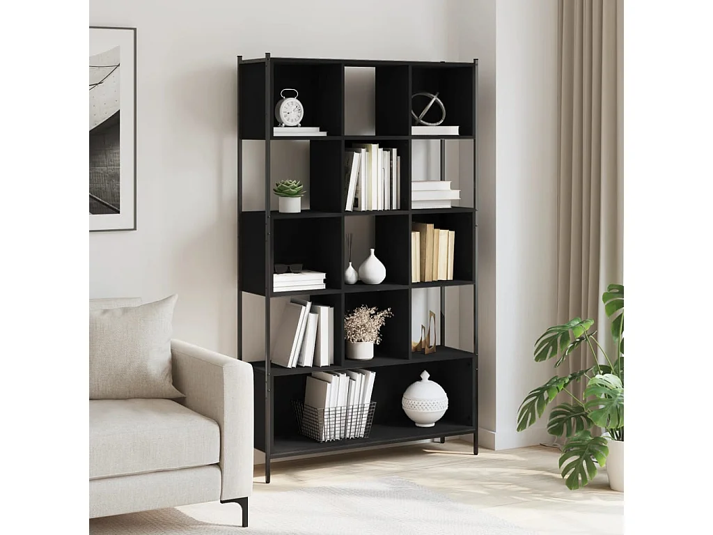 Bibliothèque noir 102x28x172 cm bois d'ingénierie