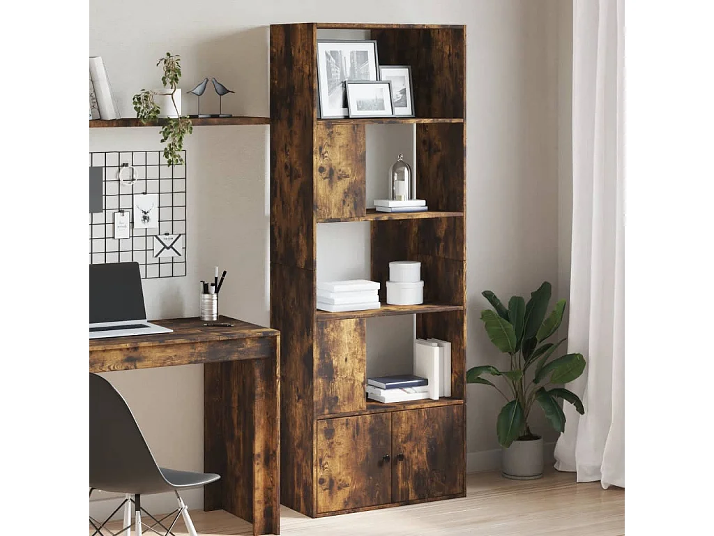 Libreria Rovere Fumo 70x36x189 cm in Legno Multistrato