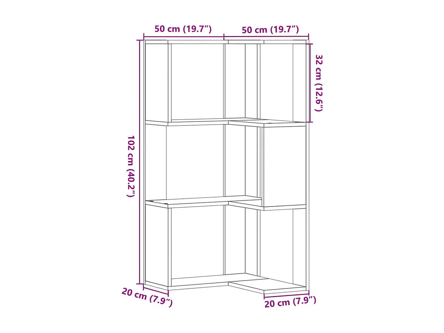 Libreria Rovere Fumo 70x36x189 cm in Legno Multistrato
