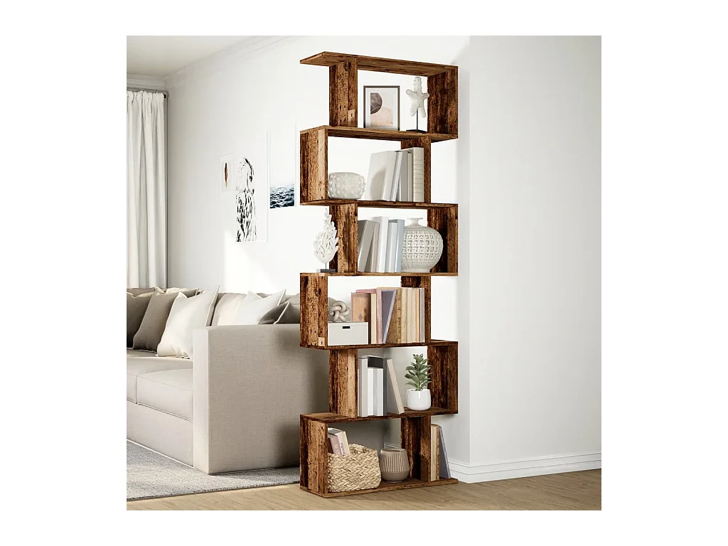 Kamerscherm / boekenkast 6-laags 70x24x193 cm hout oud hout