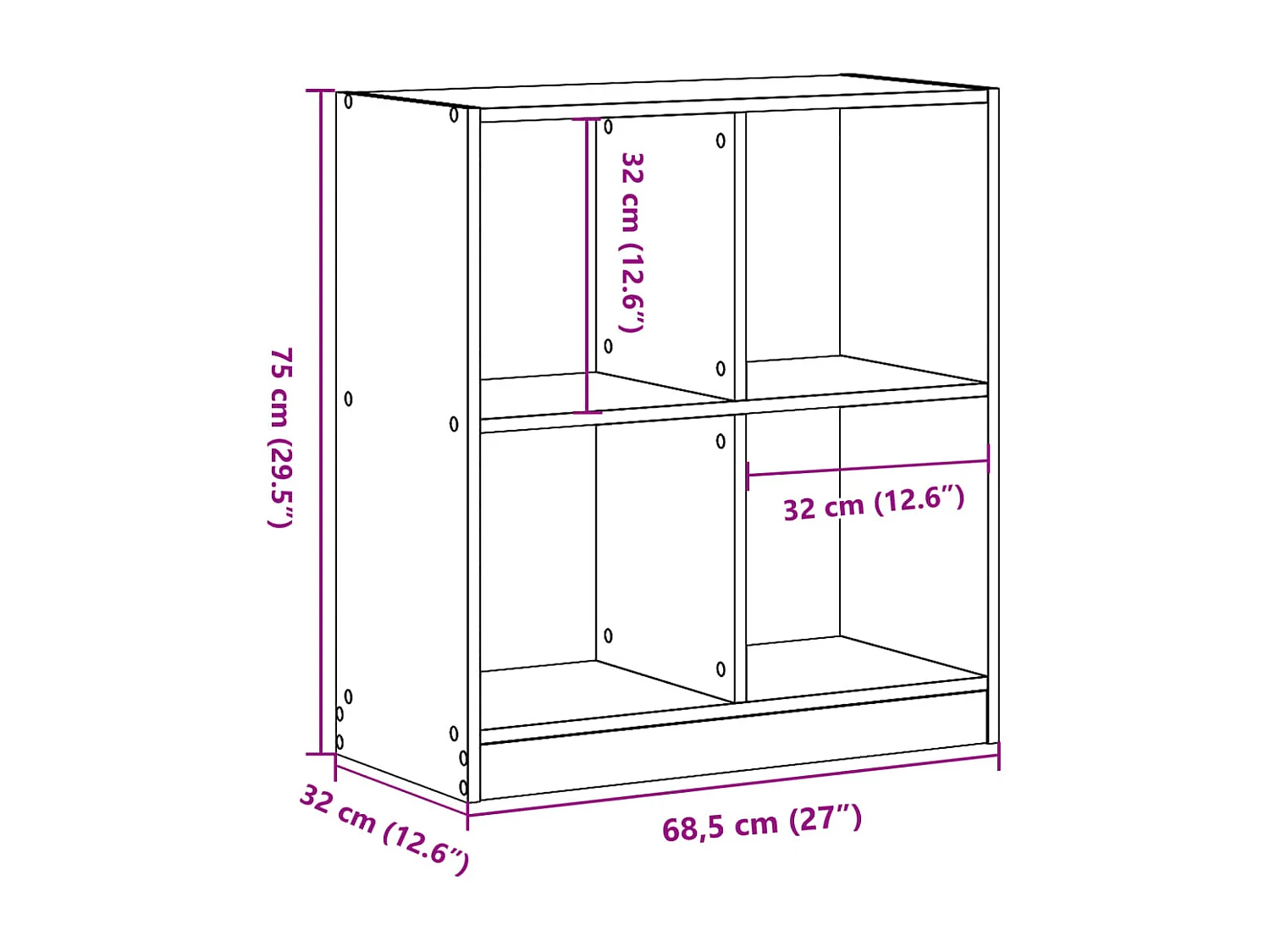 Estantería de madera de ingeniería roble ahumado 68,5x32x75 cm