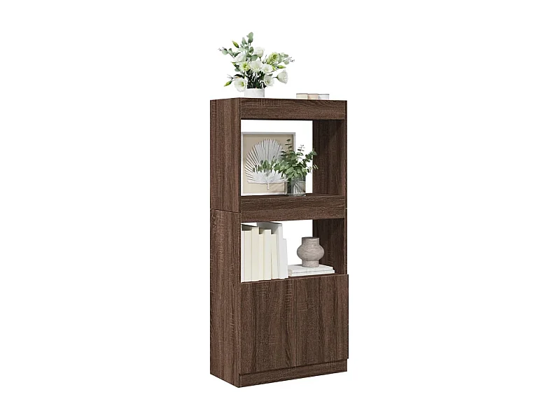 Buffet haut chêne marron 63x33x140 cm bois d'ingénierie